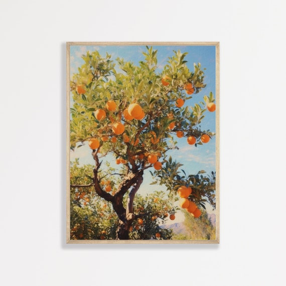 Orange Tree Retro Farmhouse Countryside Art Print