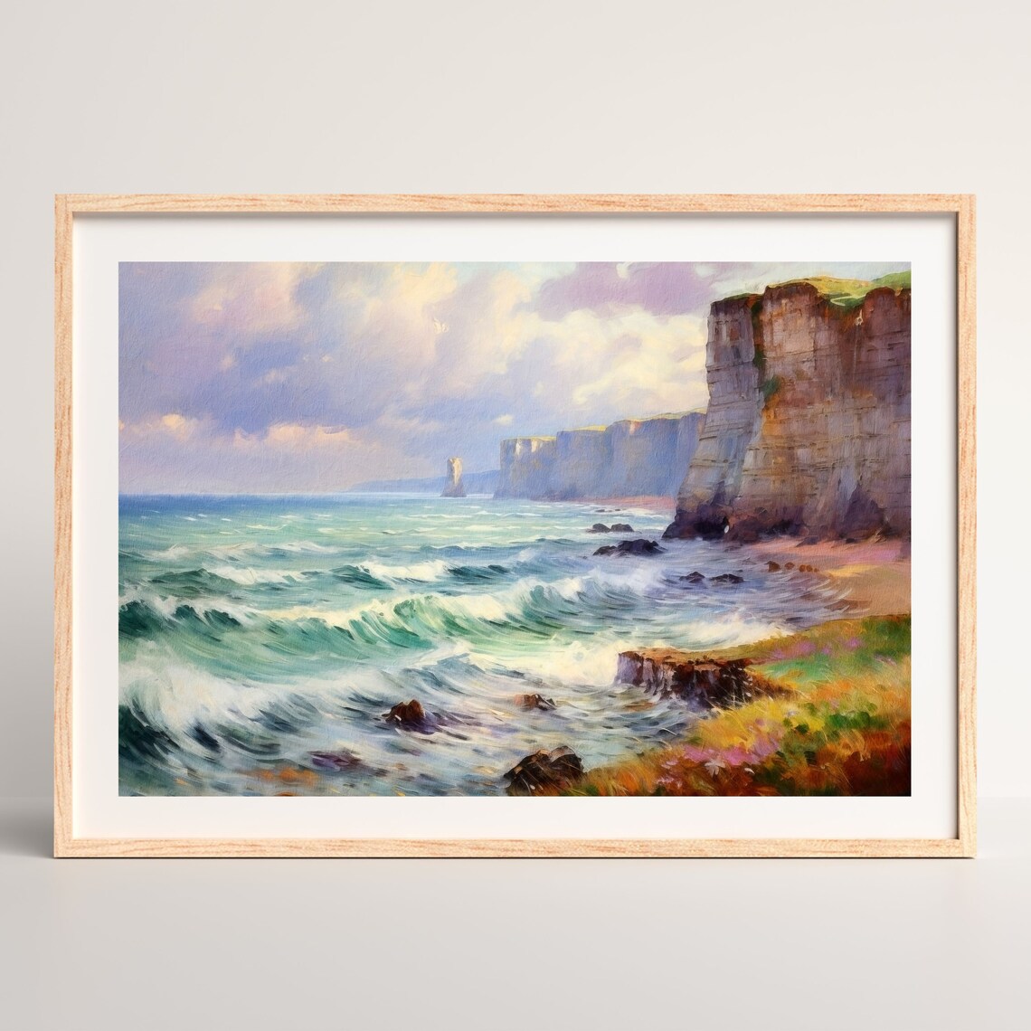 Coastal Cliffs Retro Seascape Art Print, Vintage - Image 2