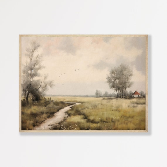 Moody Country Landscape Print Vintage Wall Art Rustic Farmhouse Decor Bedroom Poster P 815