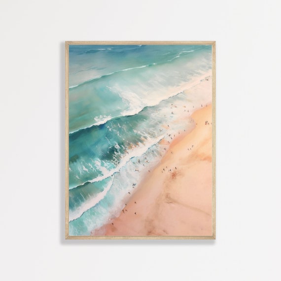 Retro Coastal Beach Landscape Aesthetic Poster Print