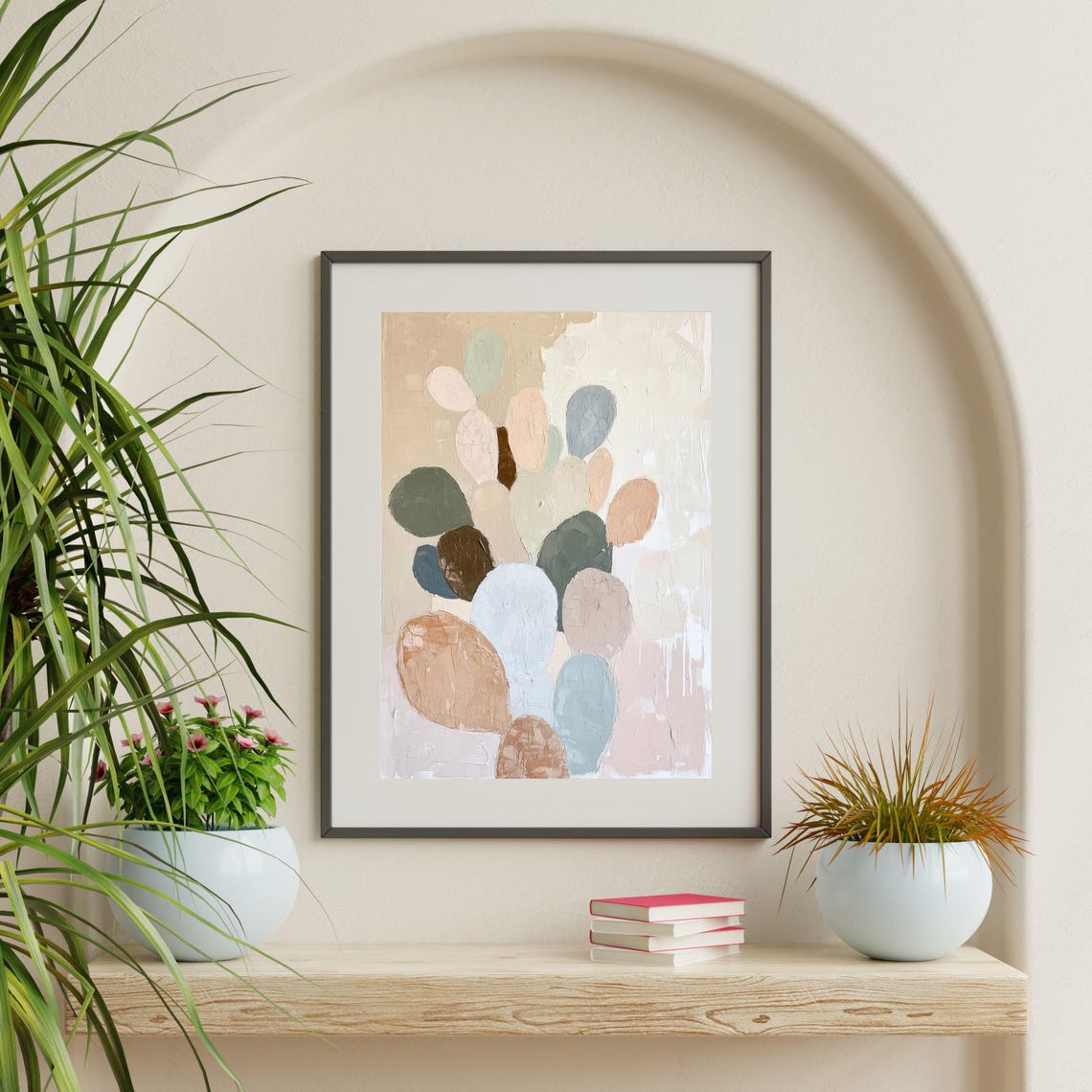 Pastel Abstract Cactus Botanical Neutral Modern Minimalist Wall Art - Image 2