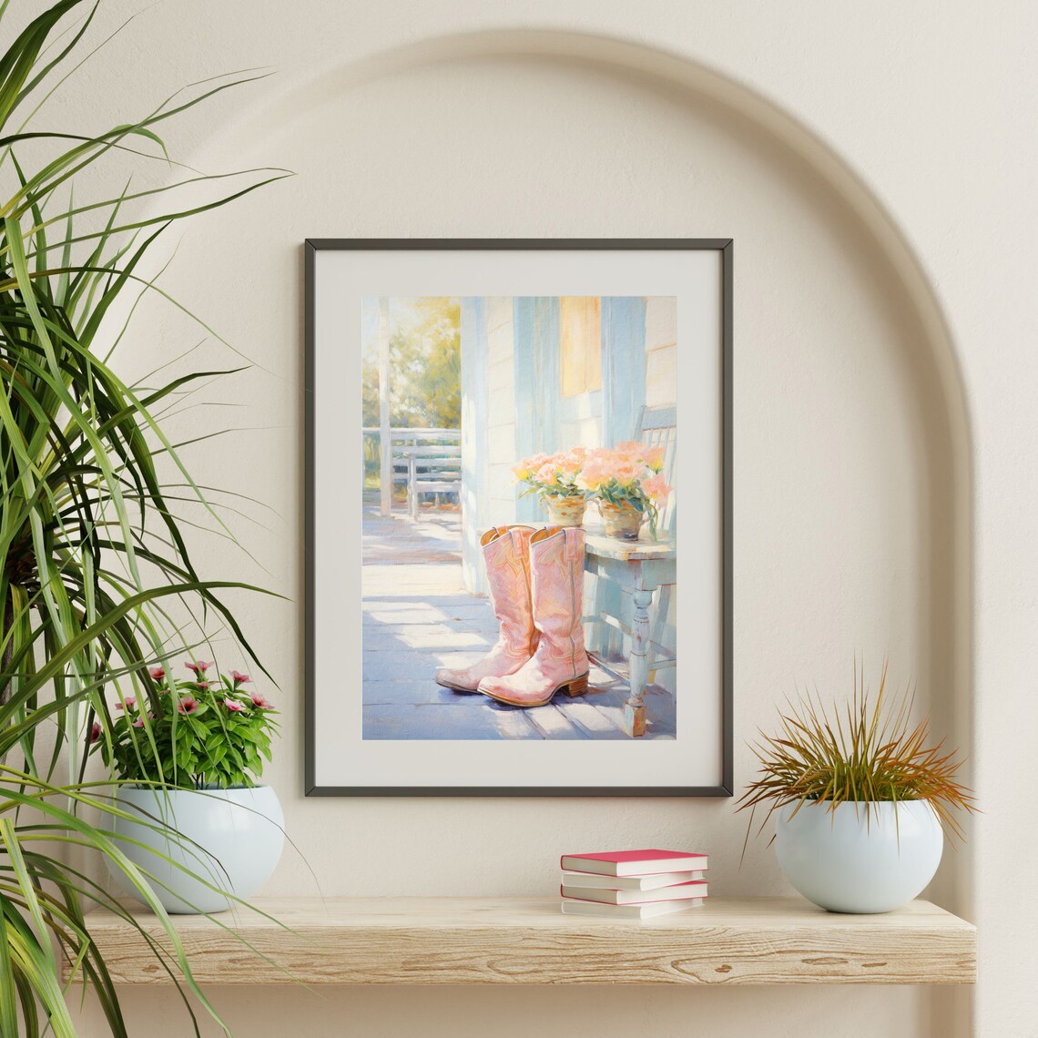 Country Boots Retro Cowgirl Western Art Print - Image 2