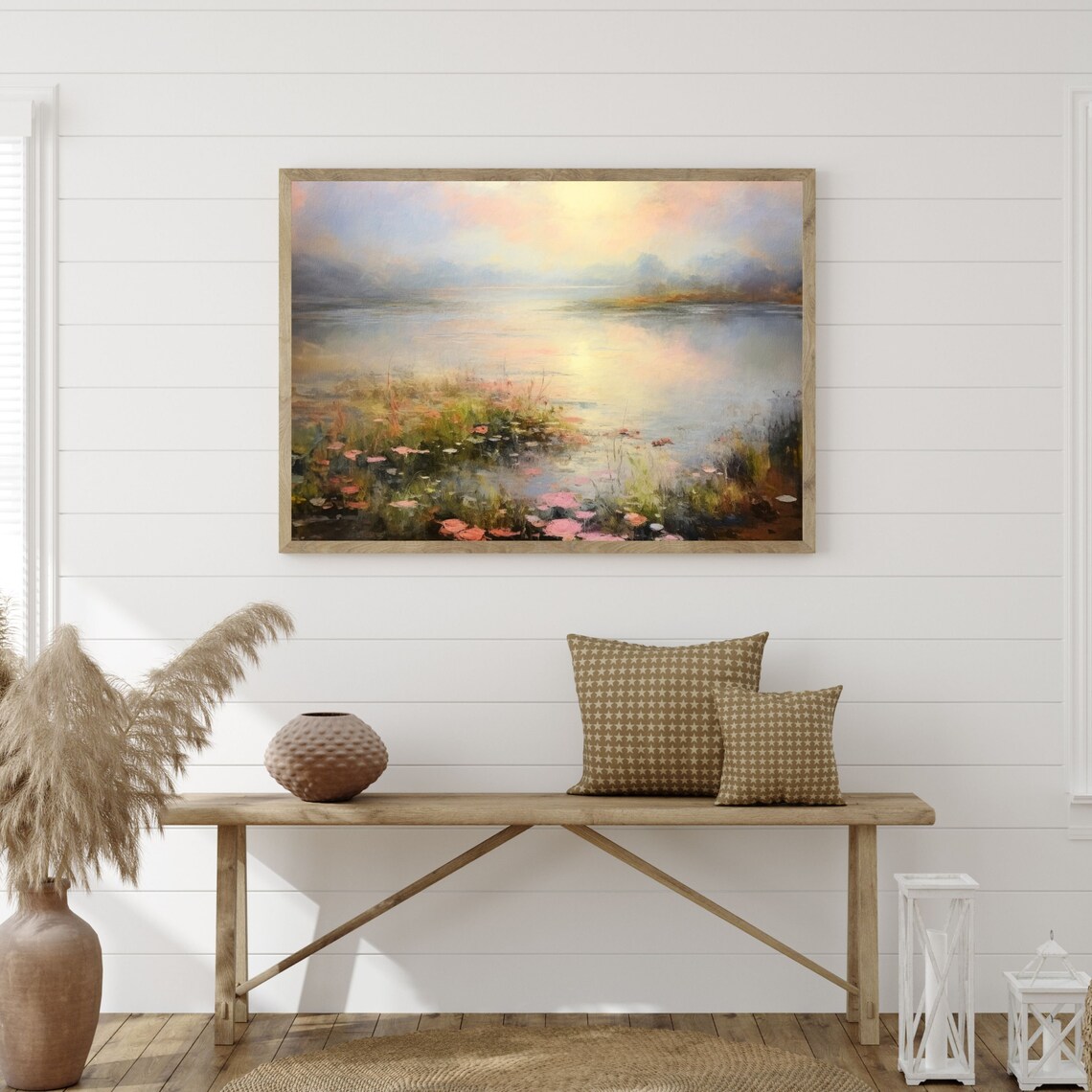 Lake Landscape Vintage Oil Painting, Retro Art Print - Image 3