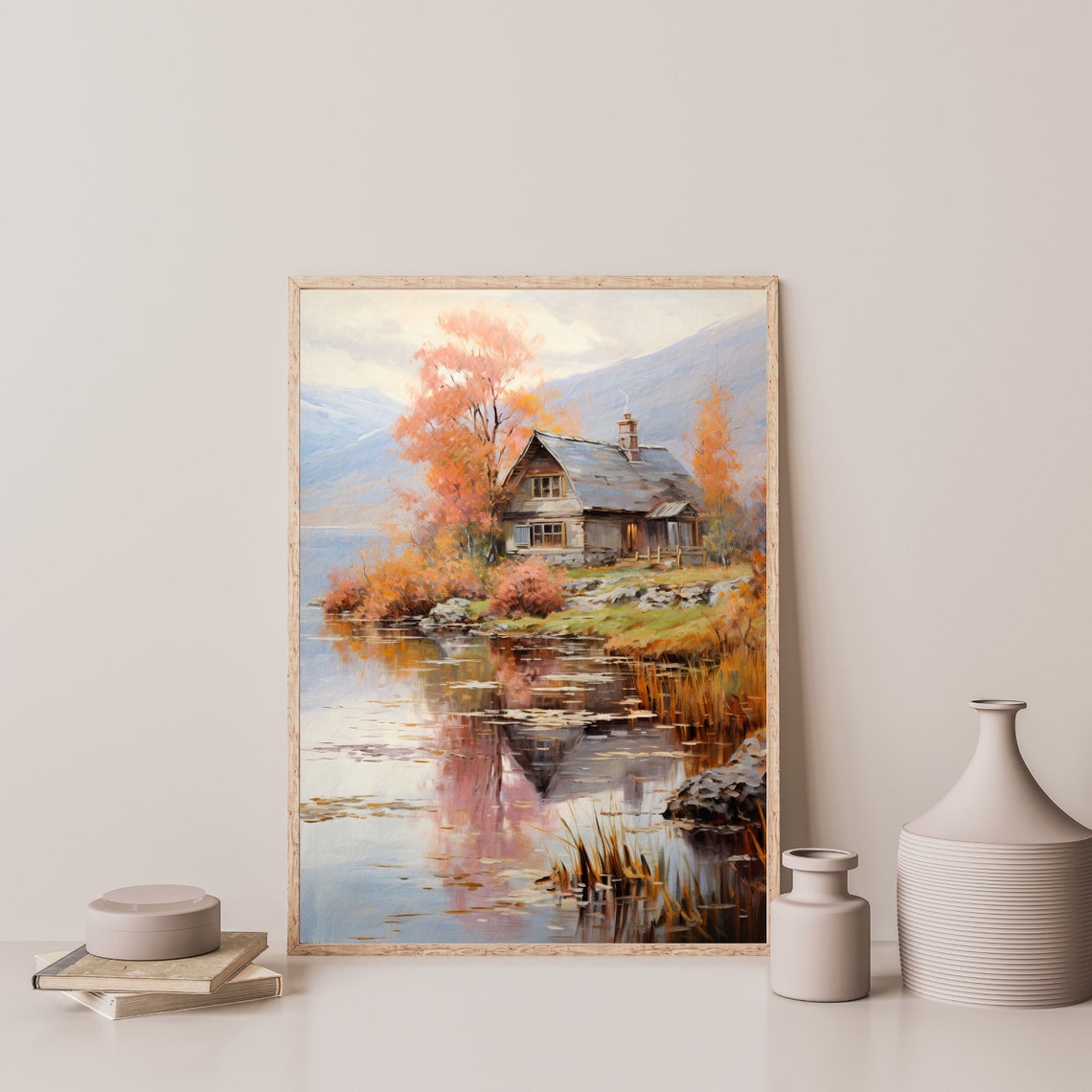 Lake House Wall Art Print Minimal Vintage Landscape Painting Modern Farmhouse Country Aesthetic Prints P 452 - Image 3