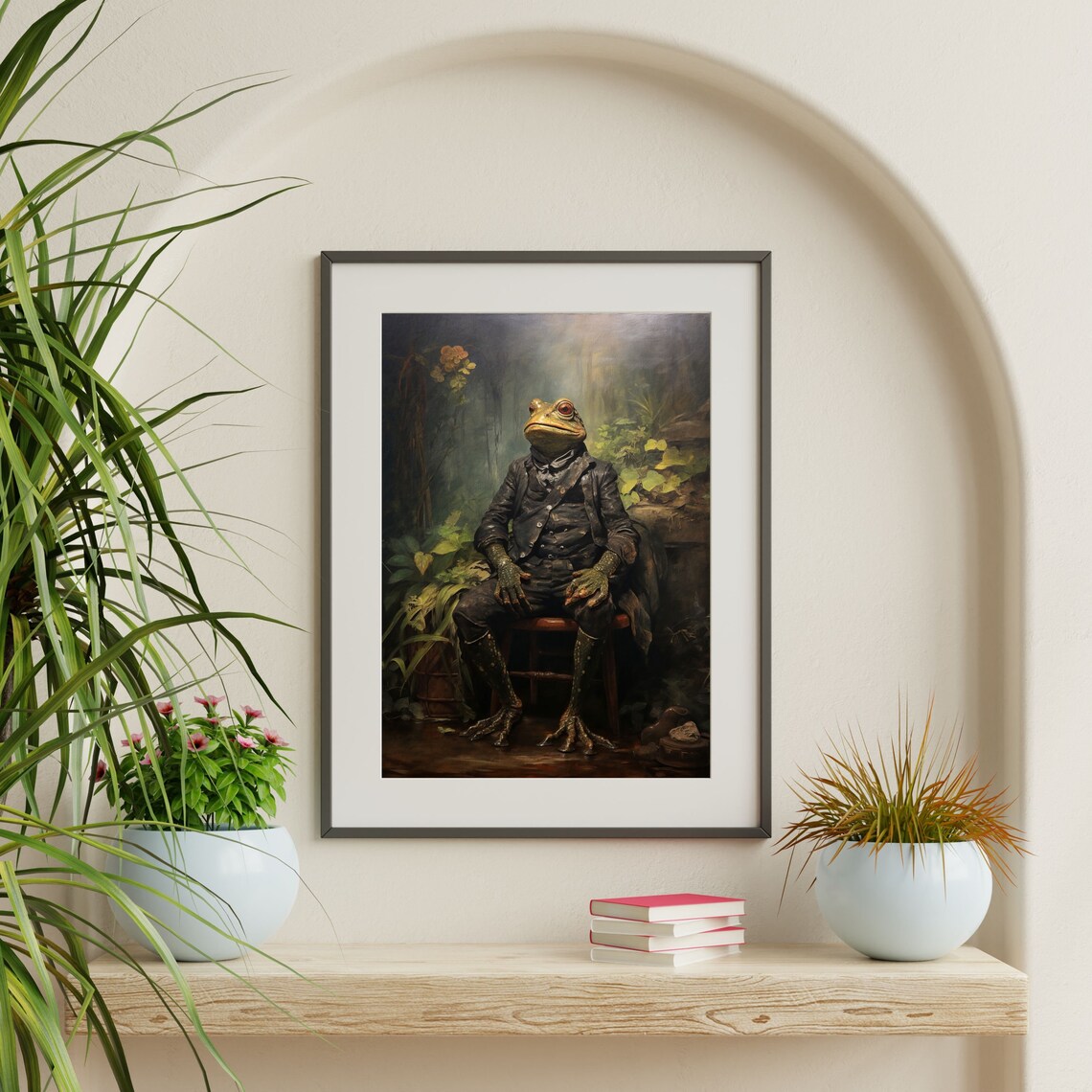 Moody Frog, Vintage Oil-Painting Wall Art Print - Image 2