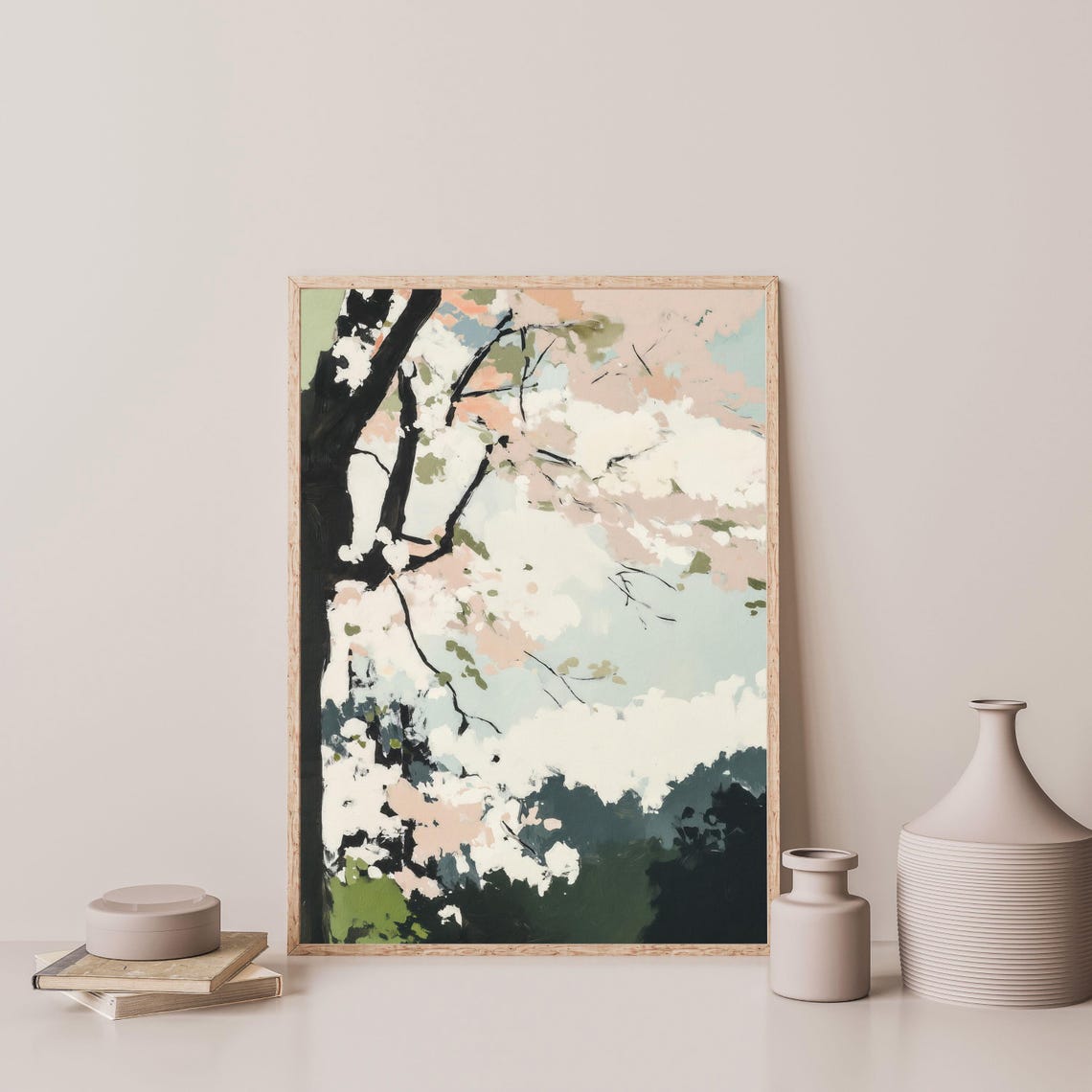 Cherry Blossom Branches Soft Pink Sky Spring Tree Floral Art Poster - Image 3