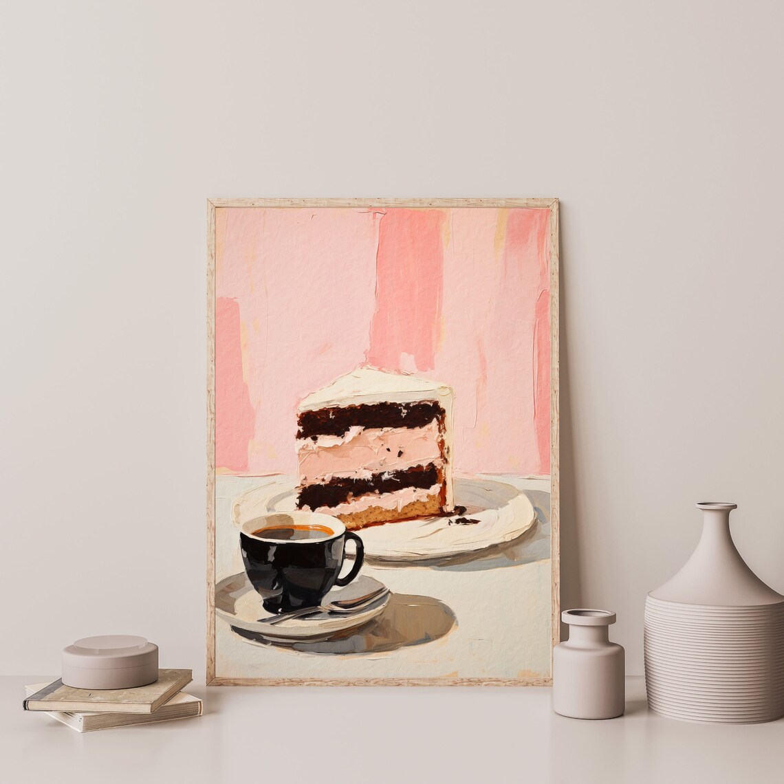 Coffee And Cake Retro Pastel Kitchen Art Print - Image 3