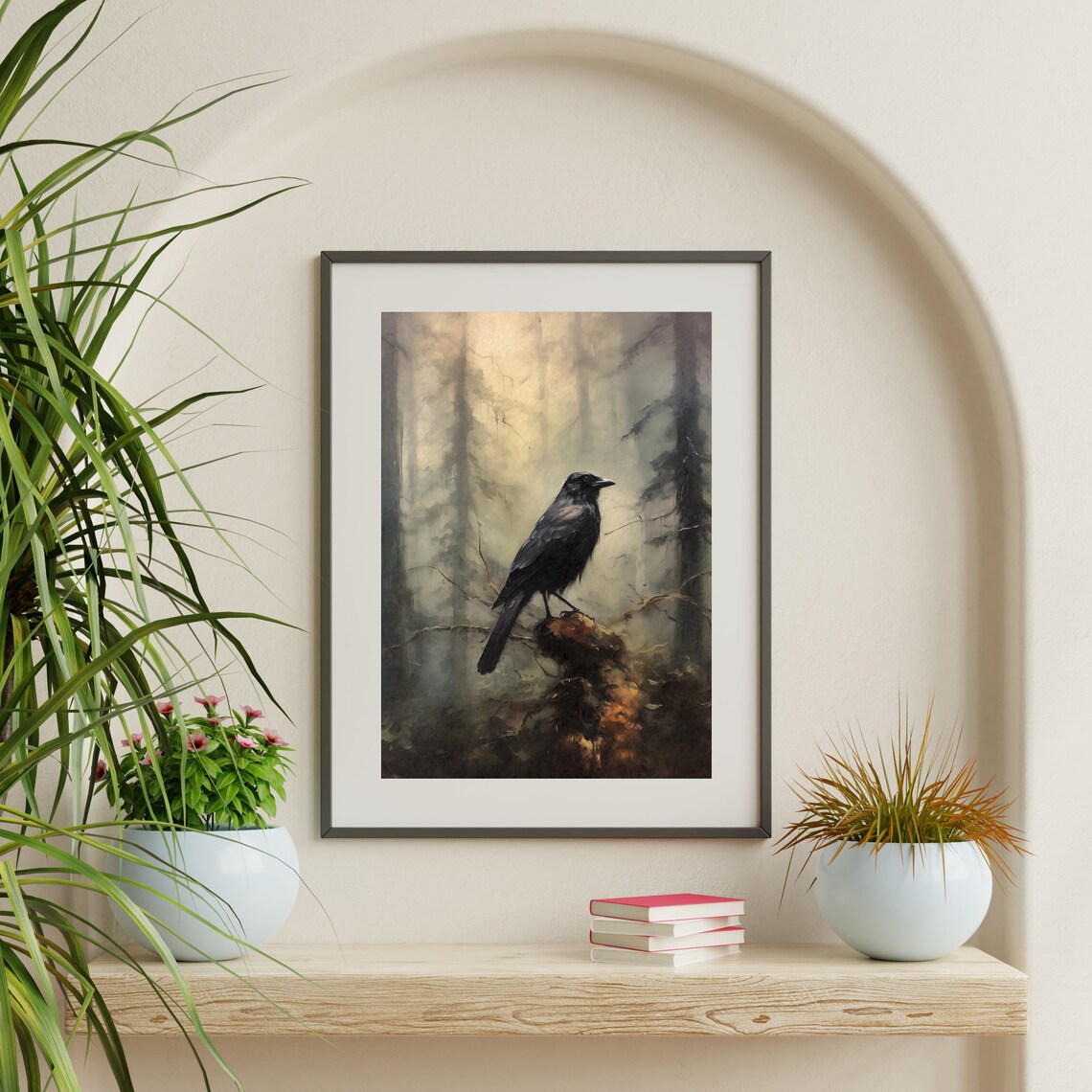Crow Vintage Oil-Painting Style Art Print, Dark Academia - Image 2