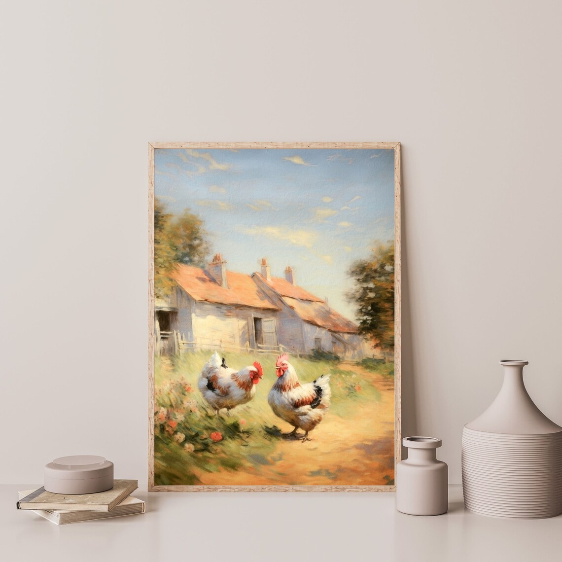 Retro Chickens Country Farmhouse Wall Art Print - Image 3
