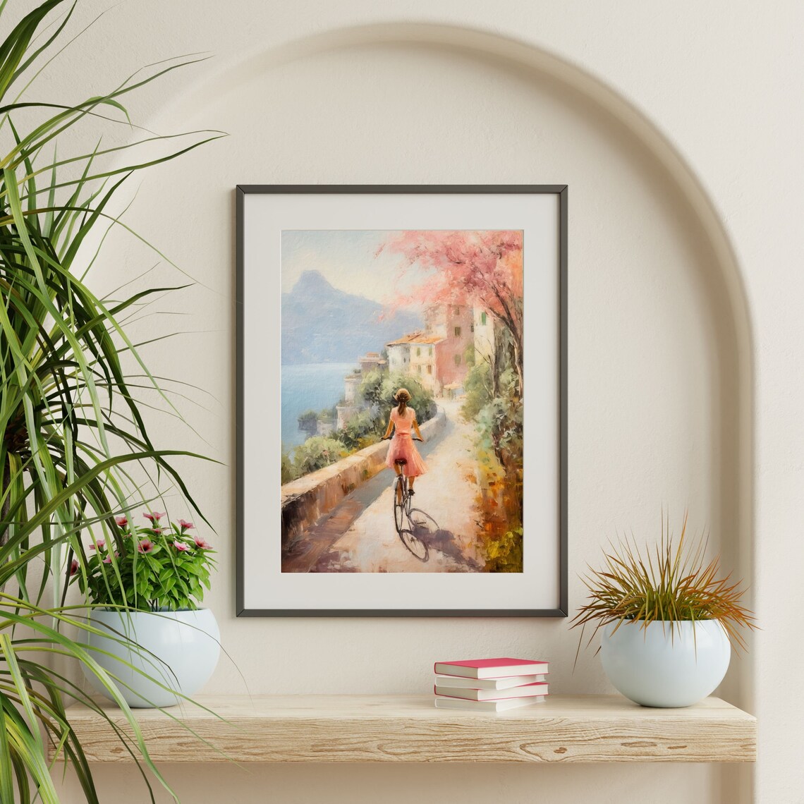 Amalfi Coast Bicycle Ride Retro Pastel Poster - Image 2