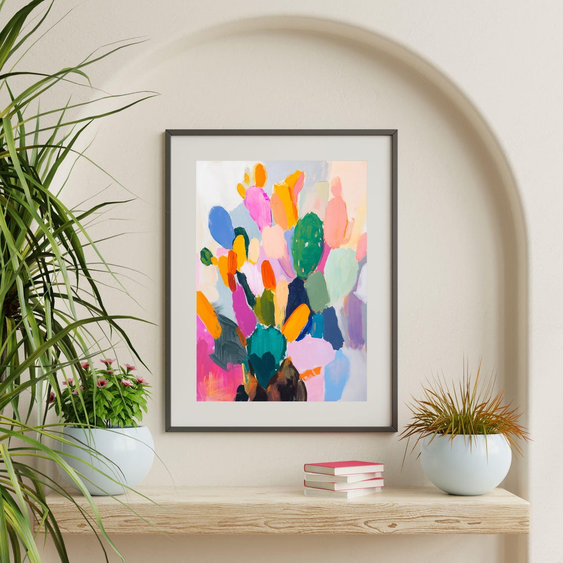Colorful Abstract Cactus Bold Brushstrokes Vibrant Modern Art Poster - Image 2