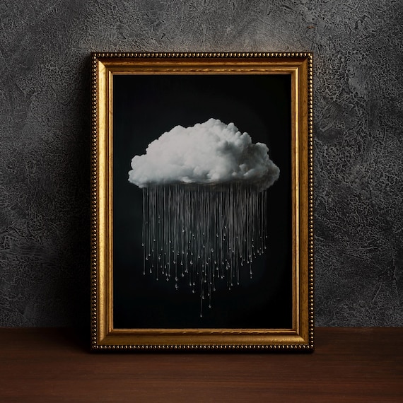Vintage Rain Cloud Night Sky Art Print