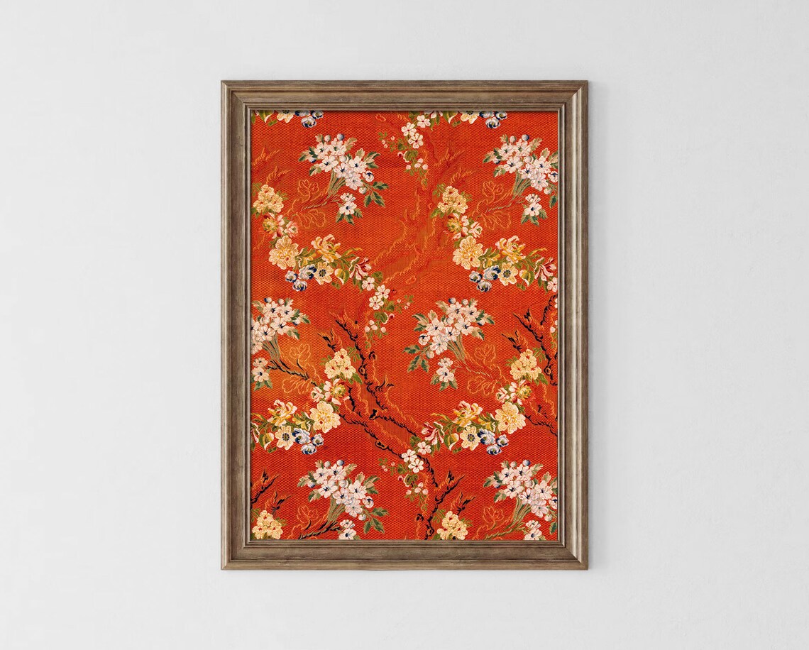 Vintage Rustic Textile Pattern, Antique Botanical Print - Image 3