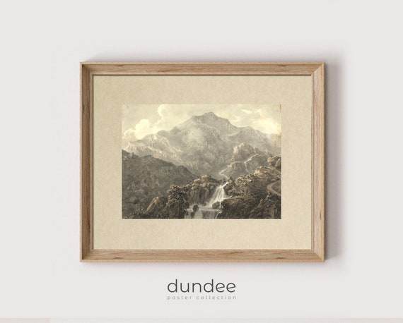 Vintage Waterfall Landscape Wall Art Rustic Waterfall Nature Art Print Vintage Home Decor