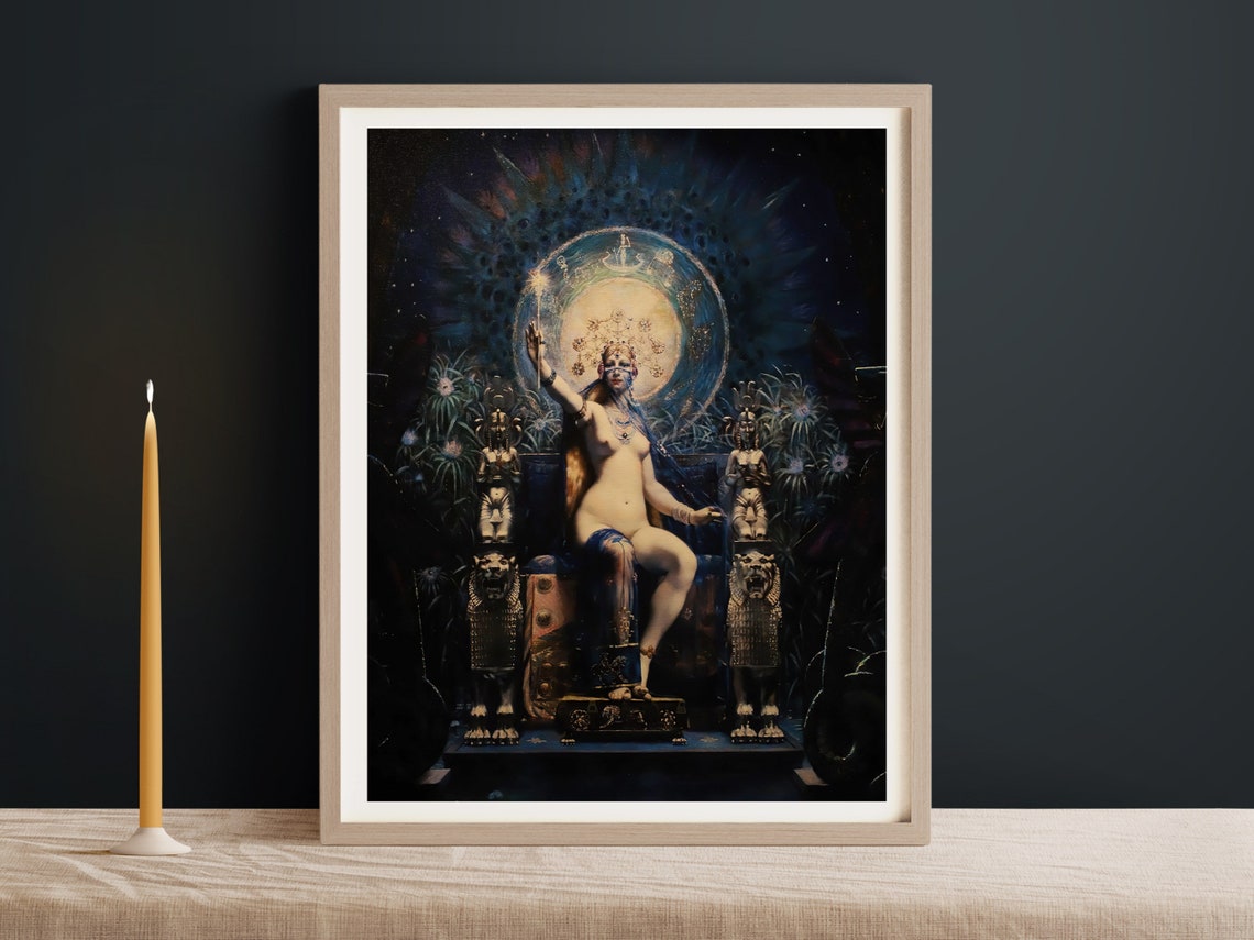 Circe the Greek Enchantress on Her Dark Moonlit Throne Poster