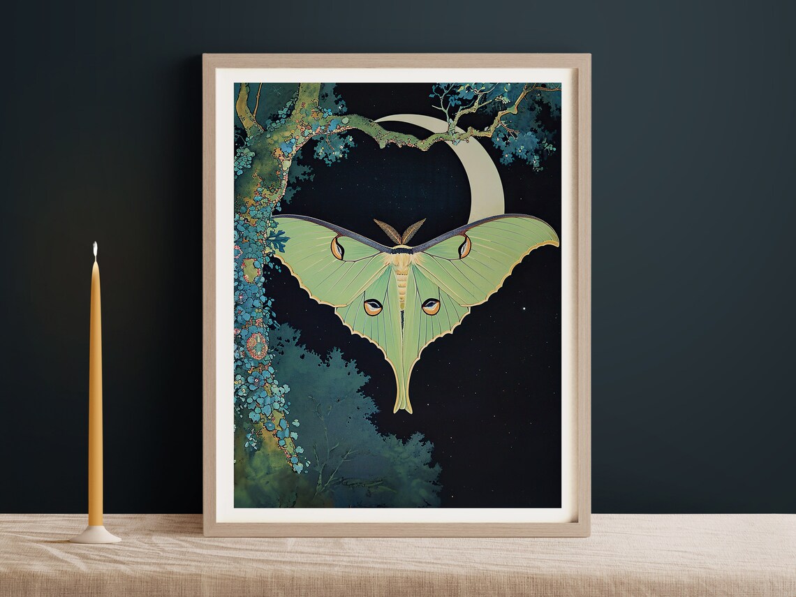 Vintage Luna Moth Art Nouveau Magical Art Print - Image 2
