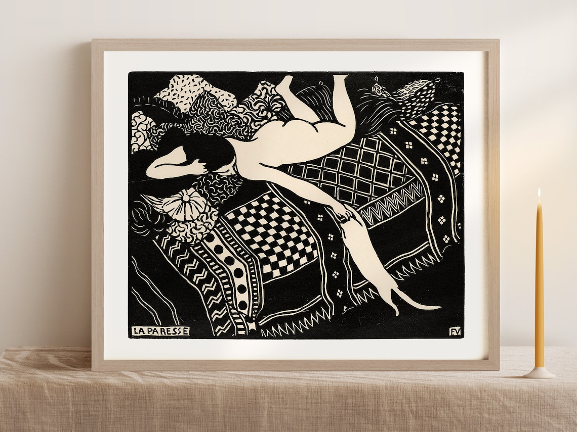 Felix Vallotton Nude Woman With Cat Woodblock Art Print - Image 2