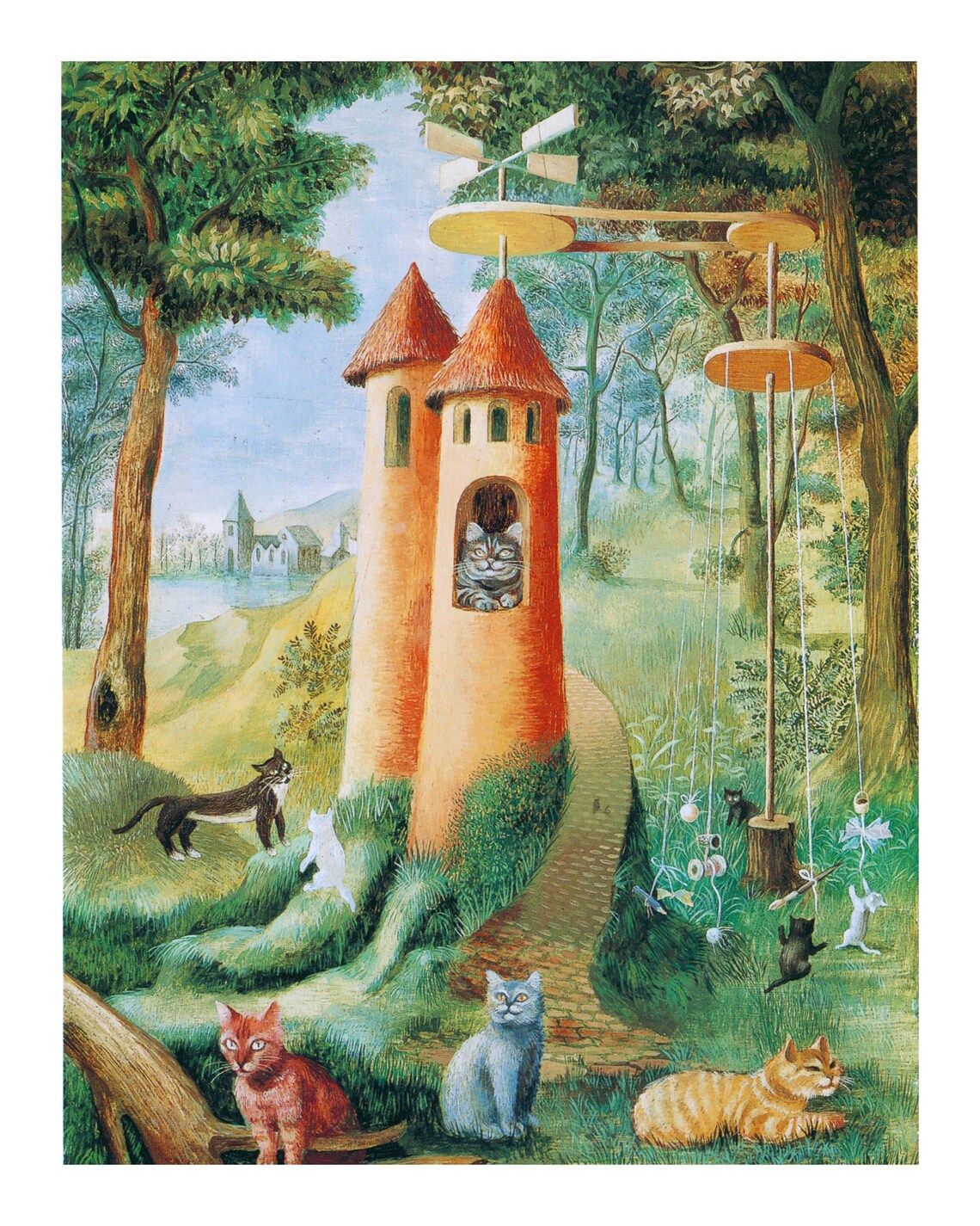 Vintage Cat Tower Poster, Whimsical Nursery Decor - Image 2