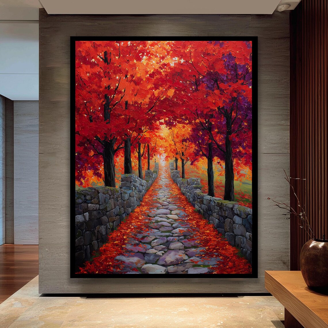 Fall Trees Canvas Wall Decor Vibrant Autumn Path Art Seasonal Home And Office Nature