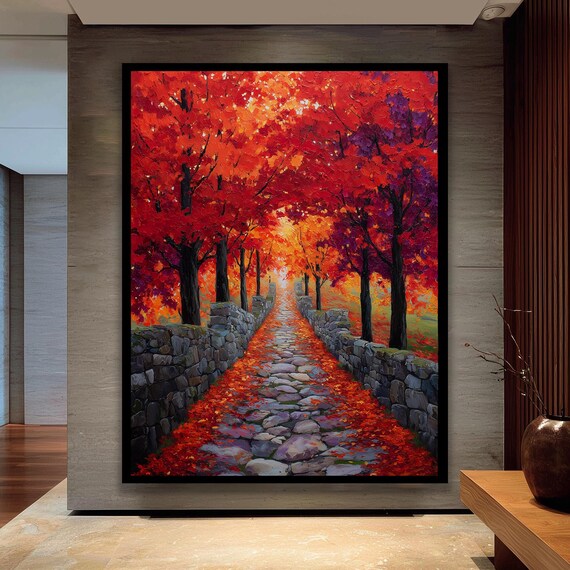 Fall Trees Canvas Wall Decor Vibrant Autumn Path Art Seasonal Home And Office Nature