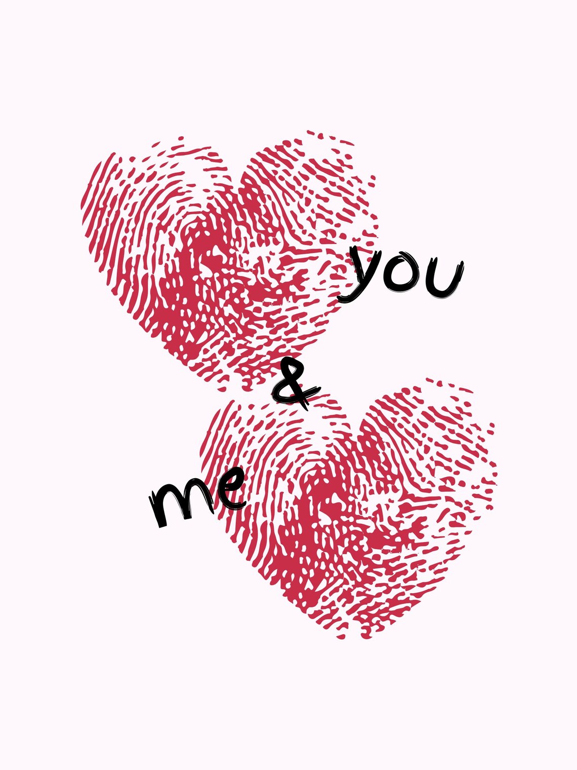You Me Pale Pink Background With Red Heart Poster - Image 2