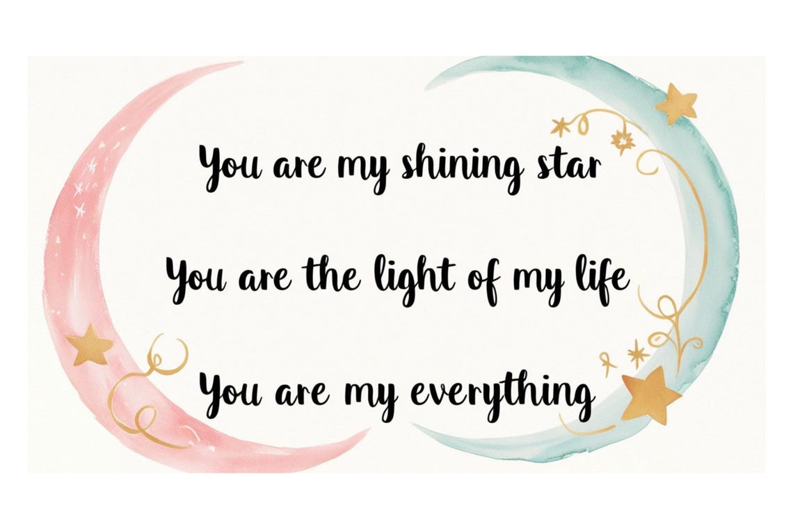 You Are My Shining Star Moon Watercolor Script Nursery Print - Image 2