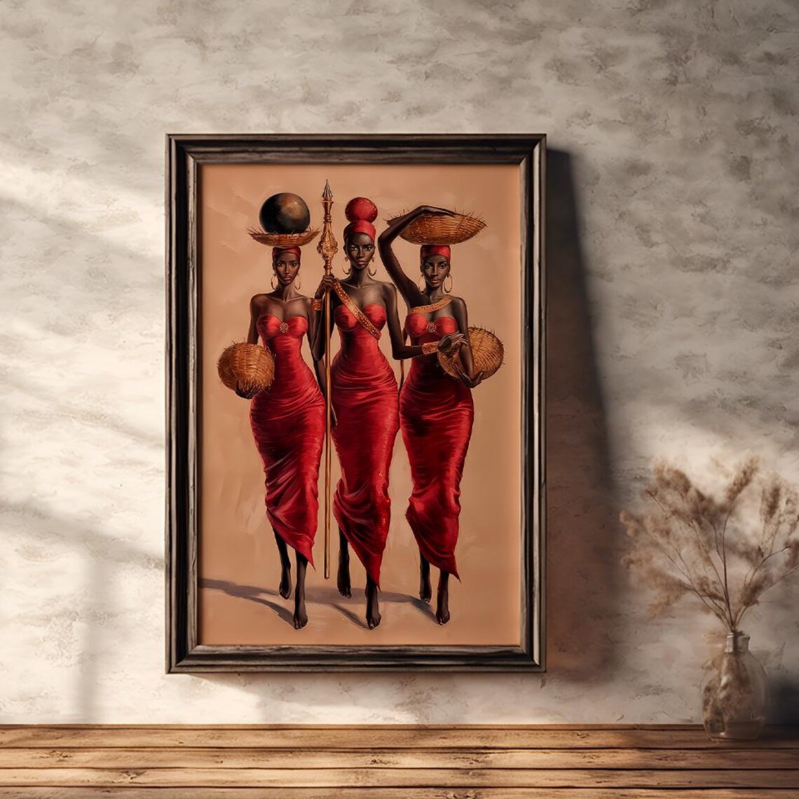 African Women Painting Of An African Tribe Elegant Feminine Decor Cultural Decoration Artistic Decoration Picture Of Woman African Art