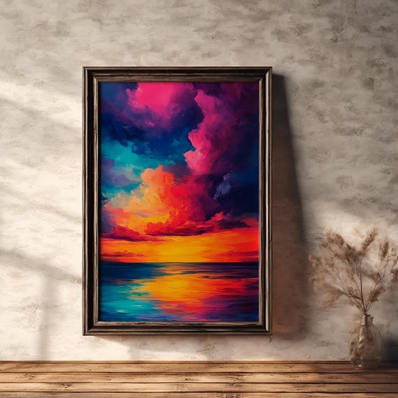 Sunset Paint Sunset Wall Art Clouds In The Sky Colors Of Nature Magical Sunset Beautiful Landscape Watercolor Art