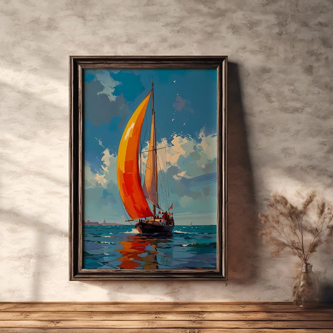 Sailing Boats On The Coast Sailboat Prints Boats Prints Summer Wall Art Beach Nautical Seascape Decor Paint Colors