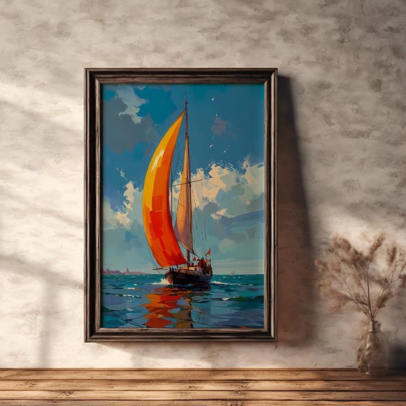 Sailing Boats On The Coast Sailboat Prints Boats Prints Summer Wall Art Beach Nautical Seascape Decor Paint Colors