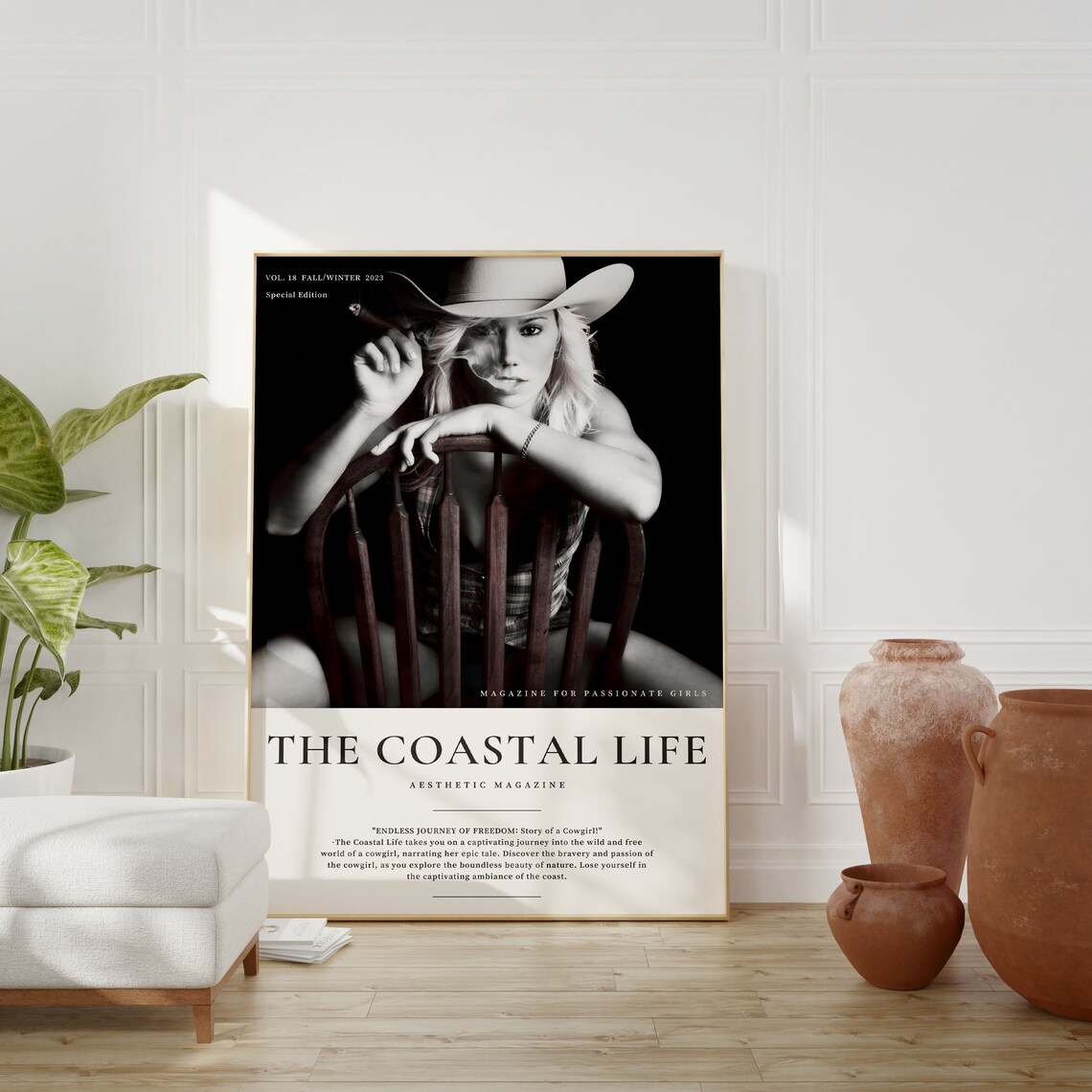 The Coastal Life Black White Cowgirl Magazine Cover Photo Art Poster - Image 2