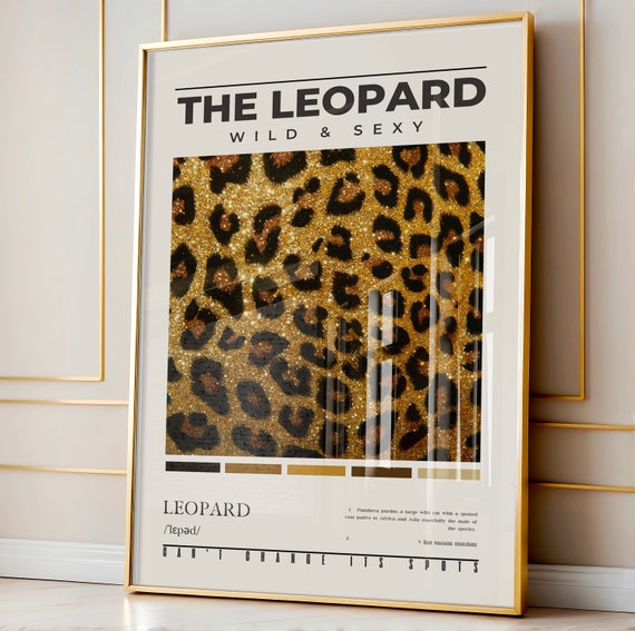 Leopard Wall Art Shiny Leopard Pattern Print Preppy Typography Above Bed Bedroom Wall Decor Aesthetic Photography Definition Poster
