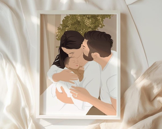Custom Family Portrait Illustration Personalised Gift Gift For Partner Boyfriend Girlfriend Gift Family Portrait