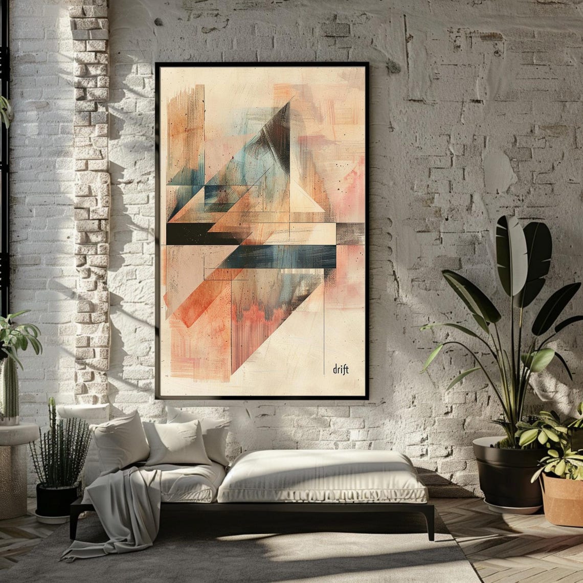 Drift Warm Earthy Geometric Triangle Abstract Modern Art Print
