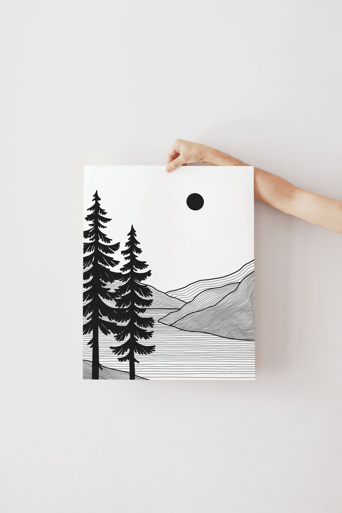 Sunset Over the Mountain Line Art Poster - Image 2