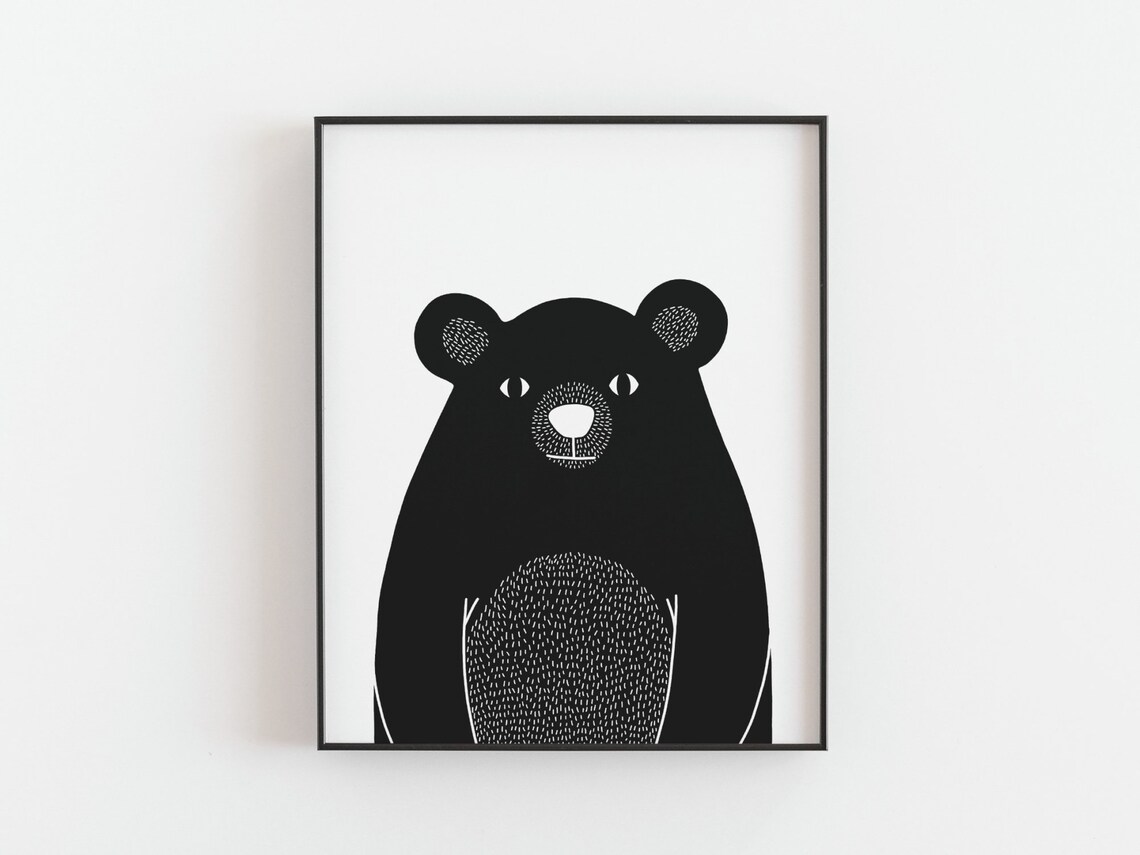 Baby Bear Minimalist Nursery Animal Art Print