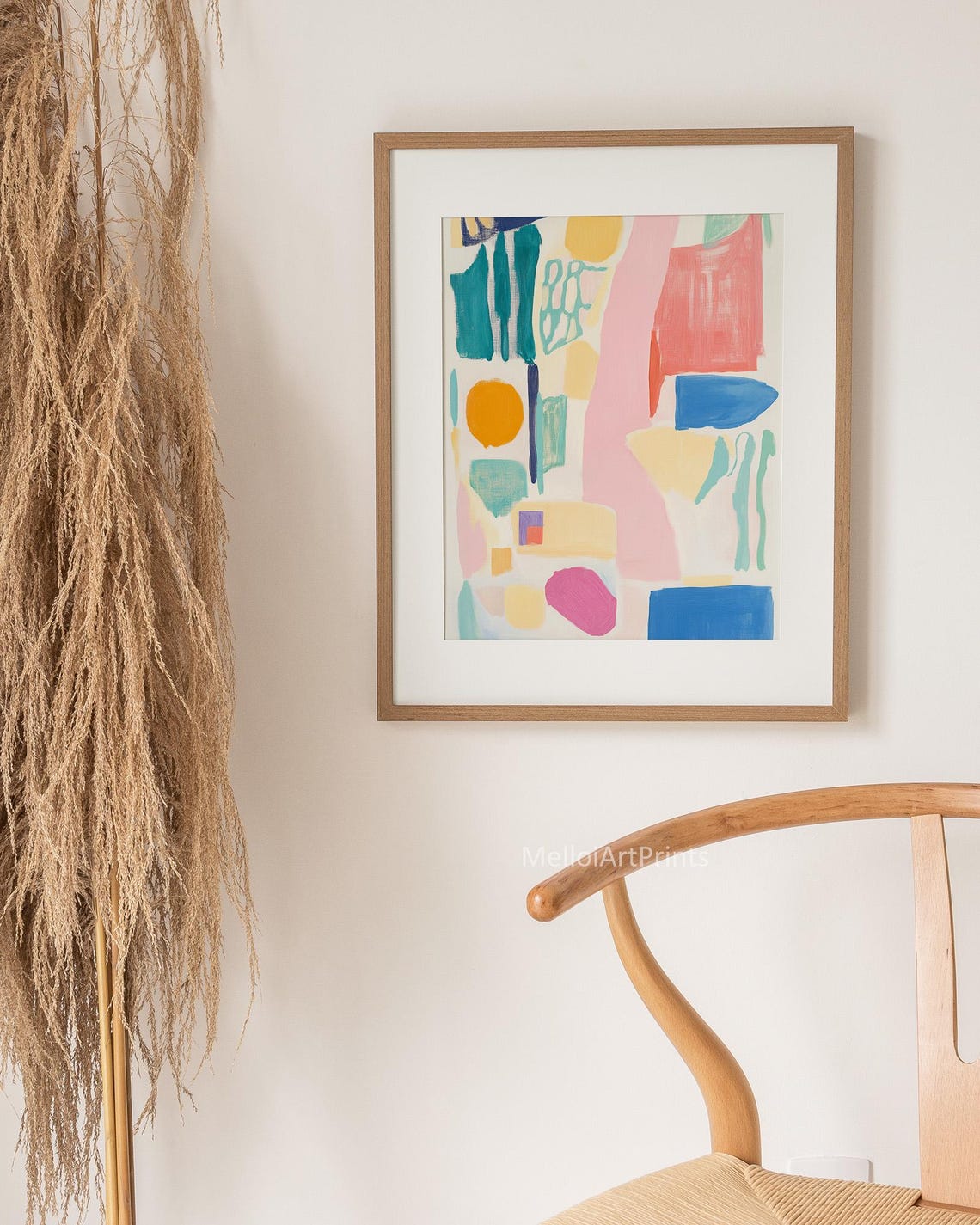 Colorful Abstract Brushstrokes Pink Blue Playful Modern Wall Art - Image 2