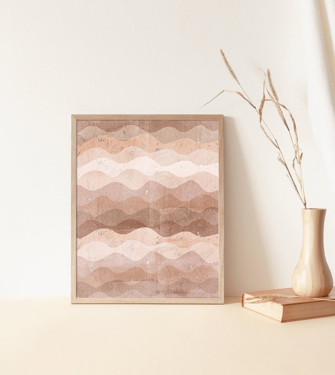 Terracotta Wave Stripes Abstract Blush Boho Modern Art Poster - Image 2