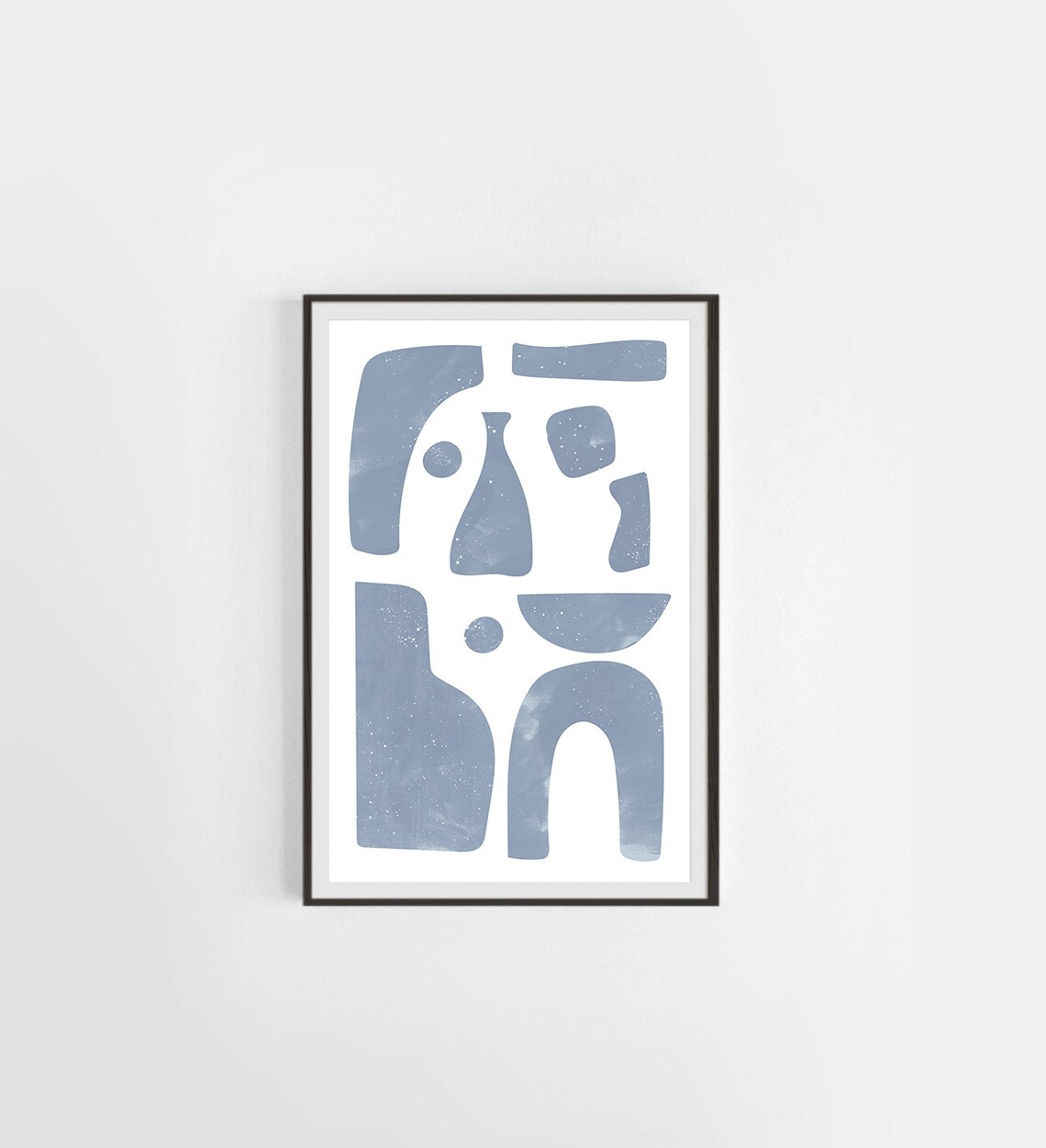Abstract Geometric Blue Gray Mid-Century Art Print - Image 2