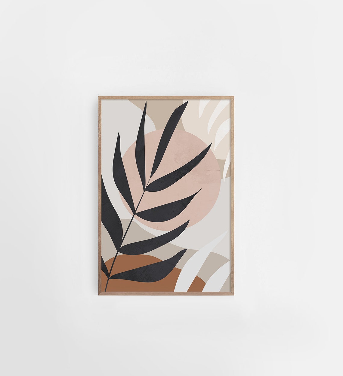 Black Palm Frond Over Blush Sun Terracotta Botanical Statement Poster - Image 3