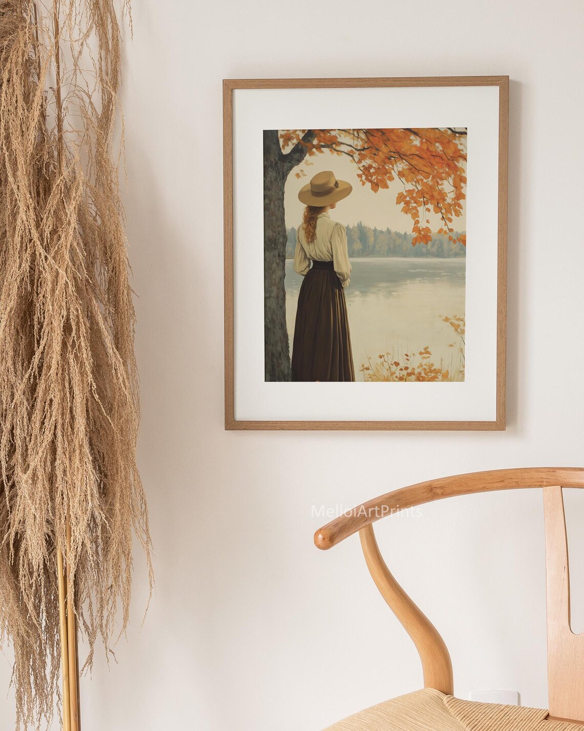 Romantic Victorian Woman By Autumn Lake Fall Vintage Style Poster - Image 2