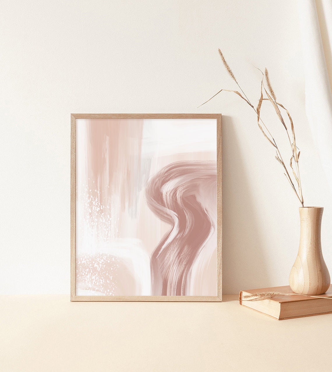 Blush Pink Abstract Brushstrokes Modern Pastel Swirl Art Poster - Image 3