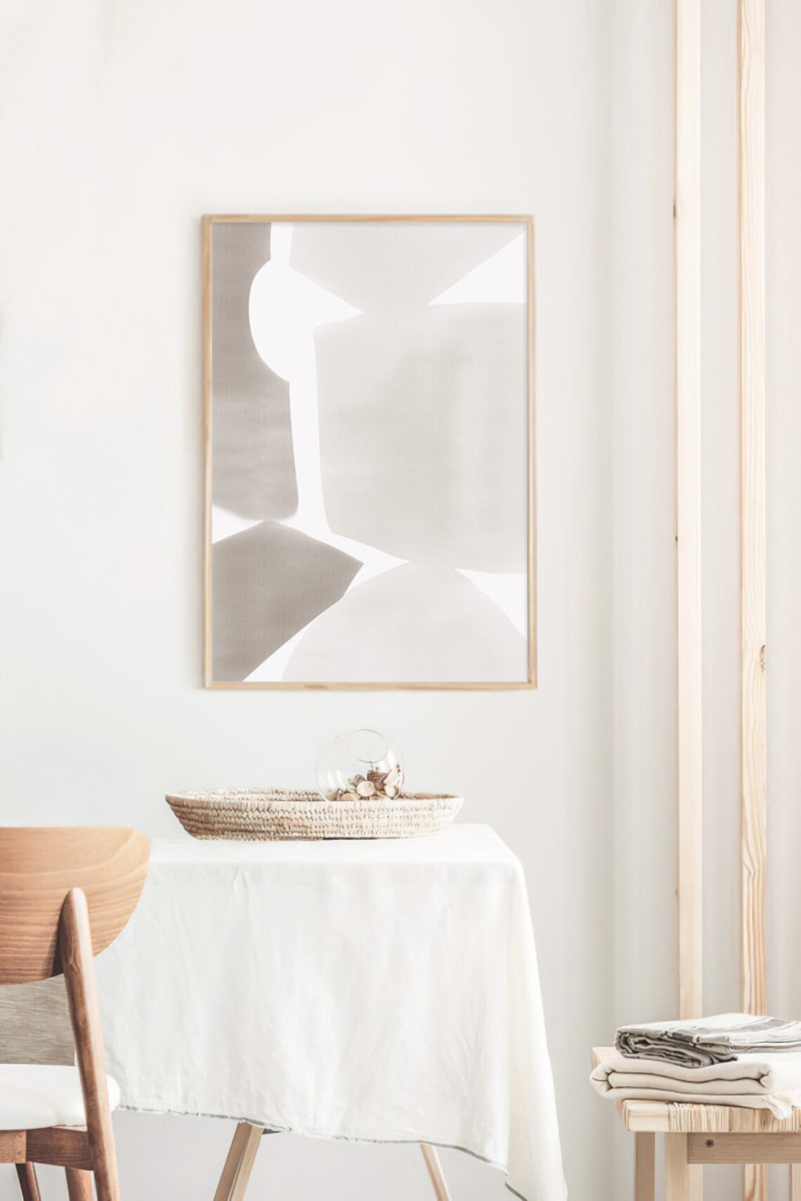 Soft Gray White Abstract Wash Calm Minimalist Neutral Art Poster - Image 2