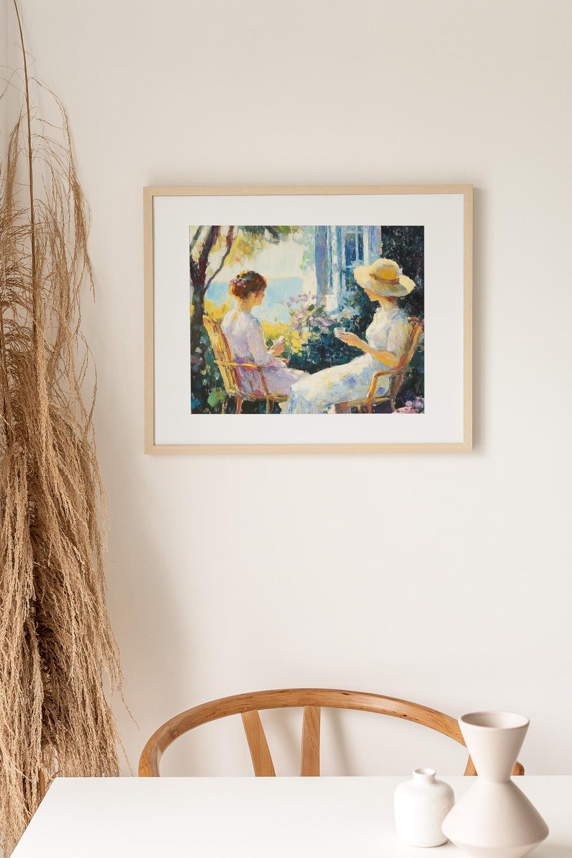 Ladies White Dresses Seaside Terrace Tea Impressionist Painting Poster - Image 2