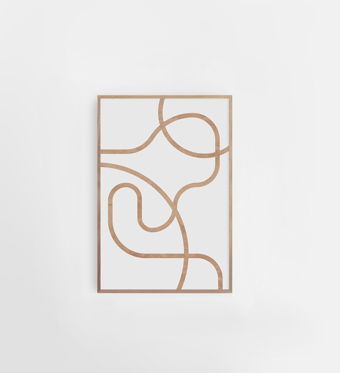 Beige Flowing Lines Abstract Minimalist Neutral Tones Wall Poster - Image 2