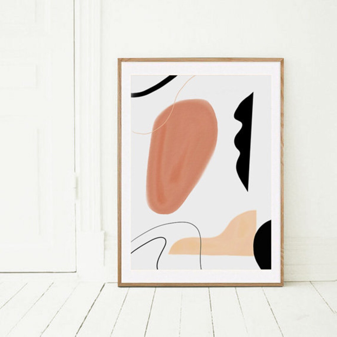 Terracotta and Black Abstract Art Modern Organic Shapes Poster - Image 2