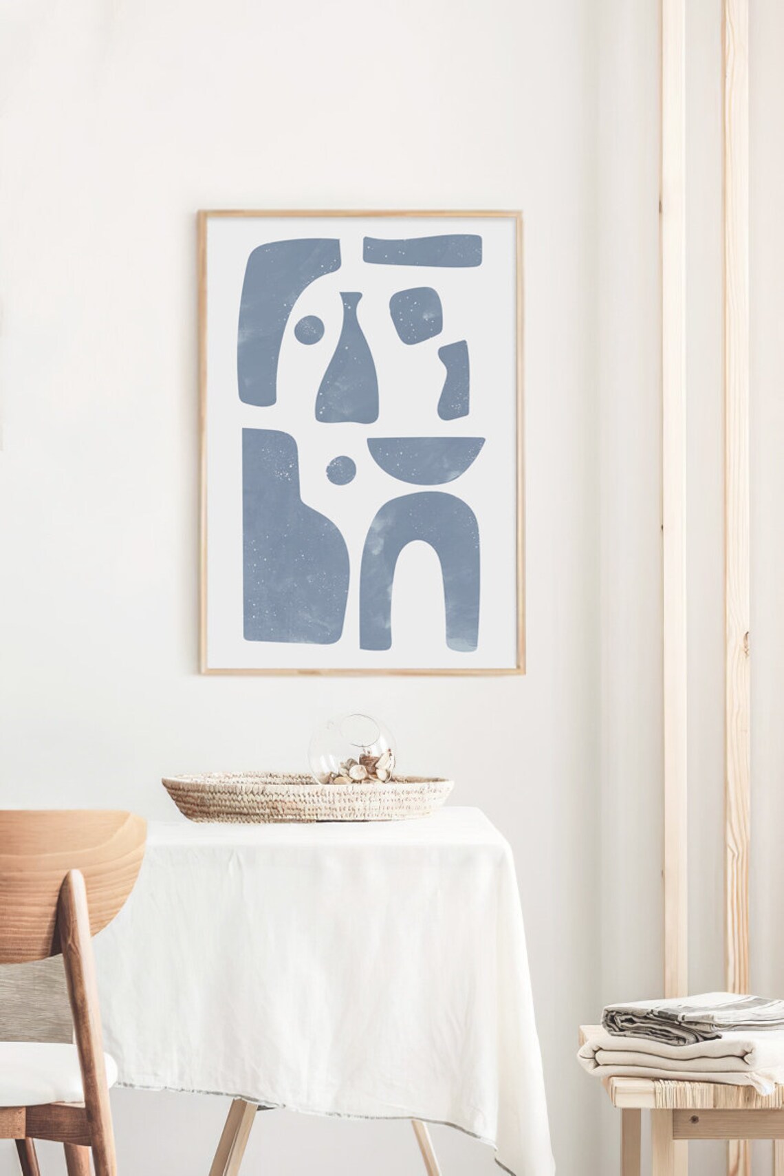 Abstract Geometric Blue Gray Mid-Century Art Print - Image 3