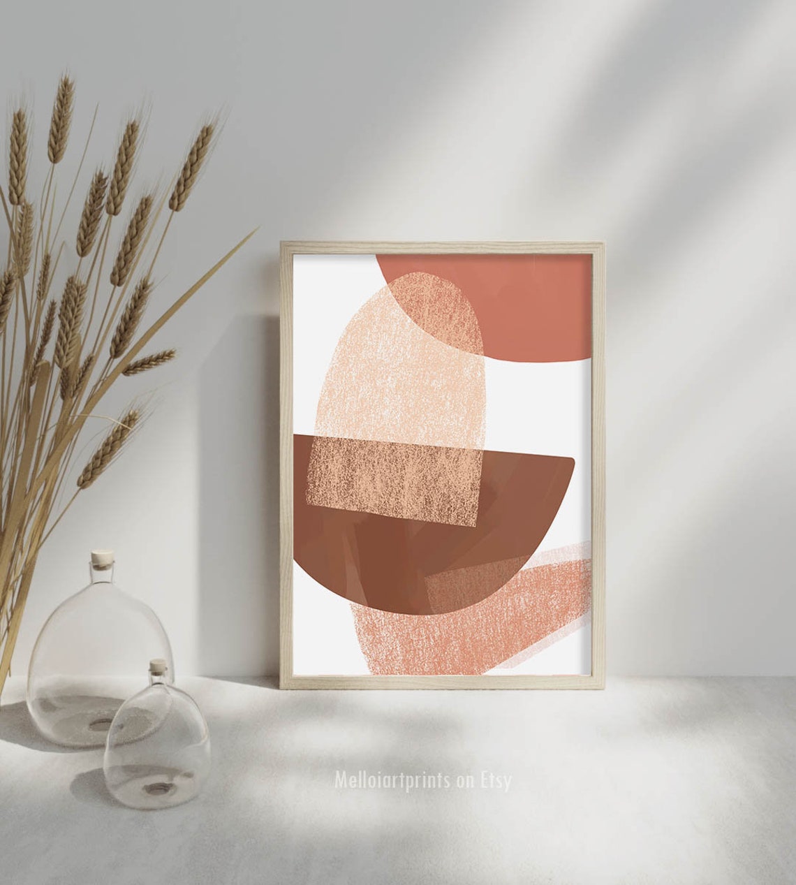 Terracotta Rust Stacked Shapes Abstract Warm Modern Art Poster