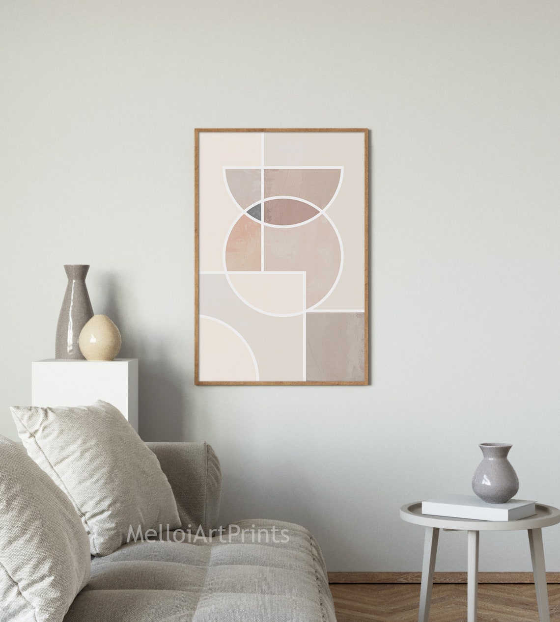 Beige Terracotta Geometric Circle Arc Abstract Neutral Wall Art - Image 2