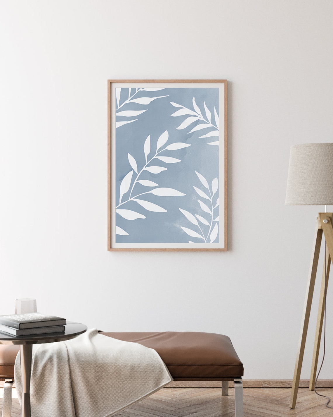Blue White Tropical Plants Print Blue Leaf Print Nursery Wall Art Geometric Wall Art Abstract Art Print Minimalist Print Wall Decor - Image 2